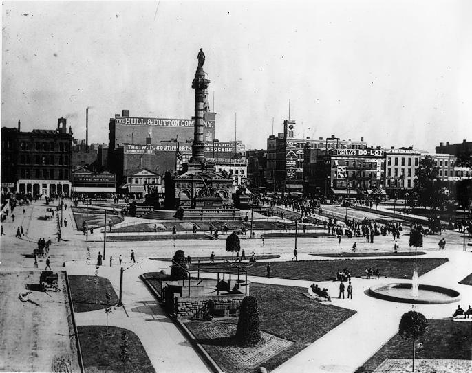 Southeast quadrant of Public Square, ca. 1895. WRHS.