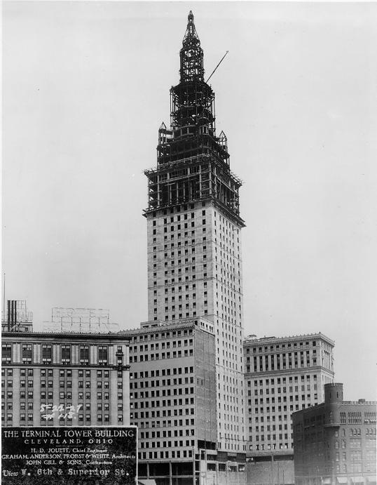 Construction on the Terminal Tower, Aug. 1927. Courtesy of Tower City Archives.