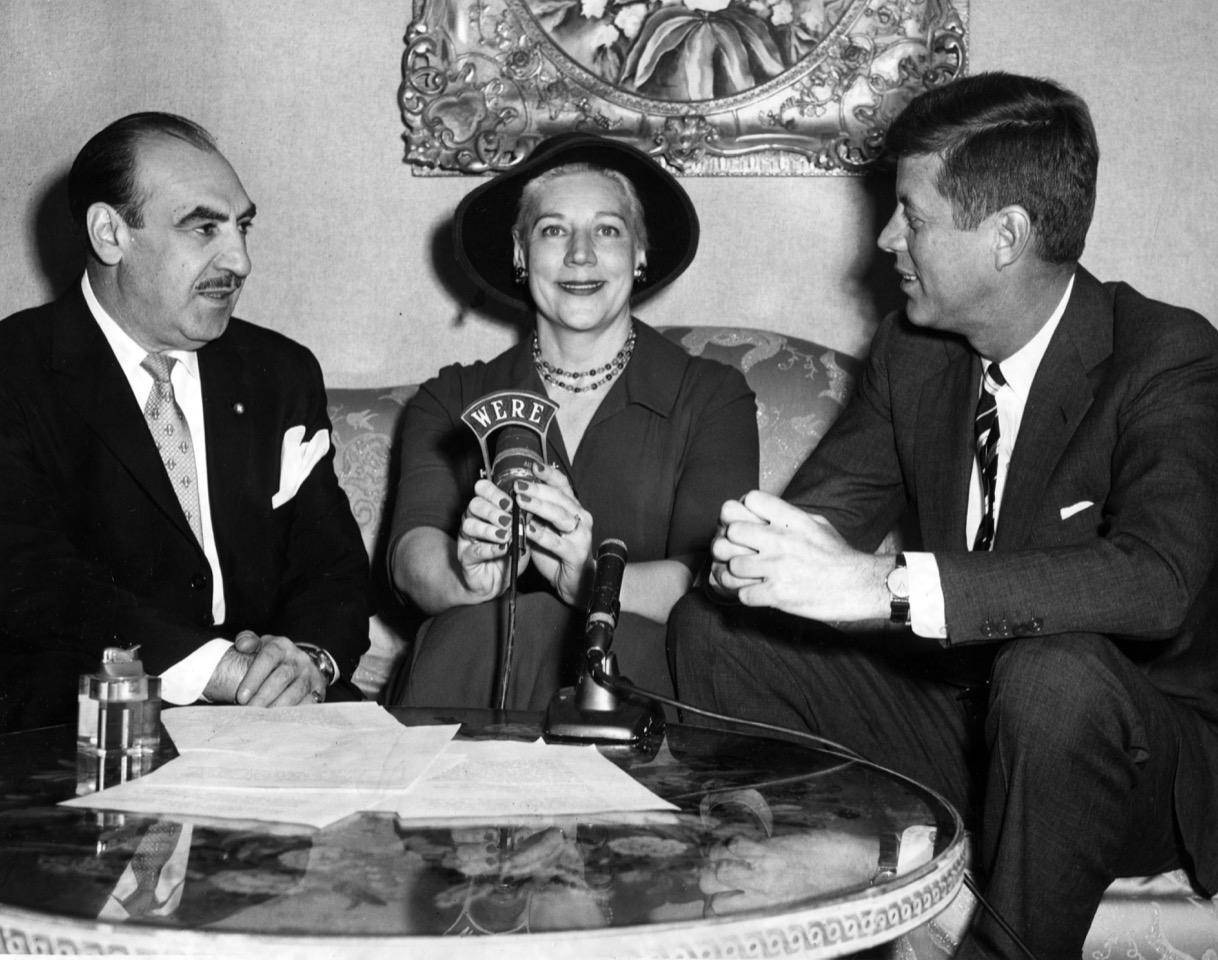 Louise Winslow with John F. Kennedy and Cleveland Mayor Anthony Celebrezze