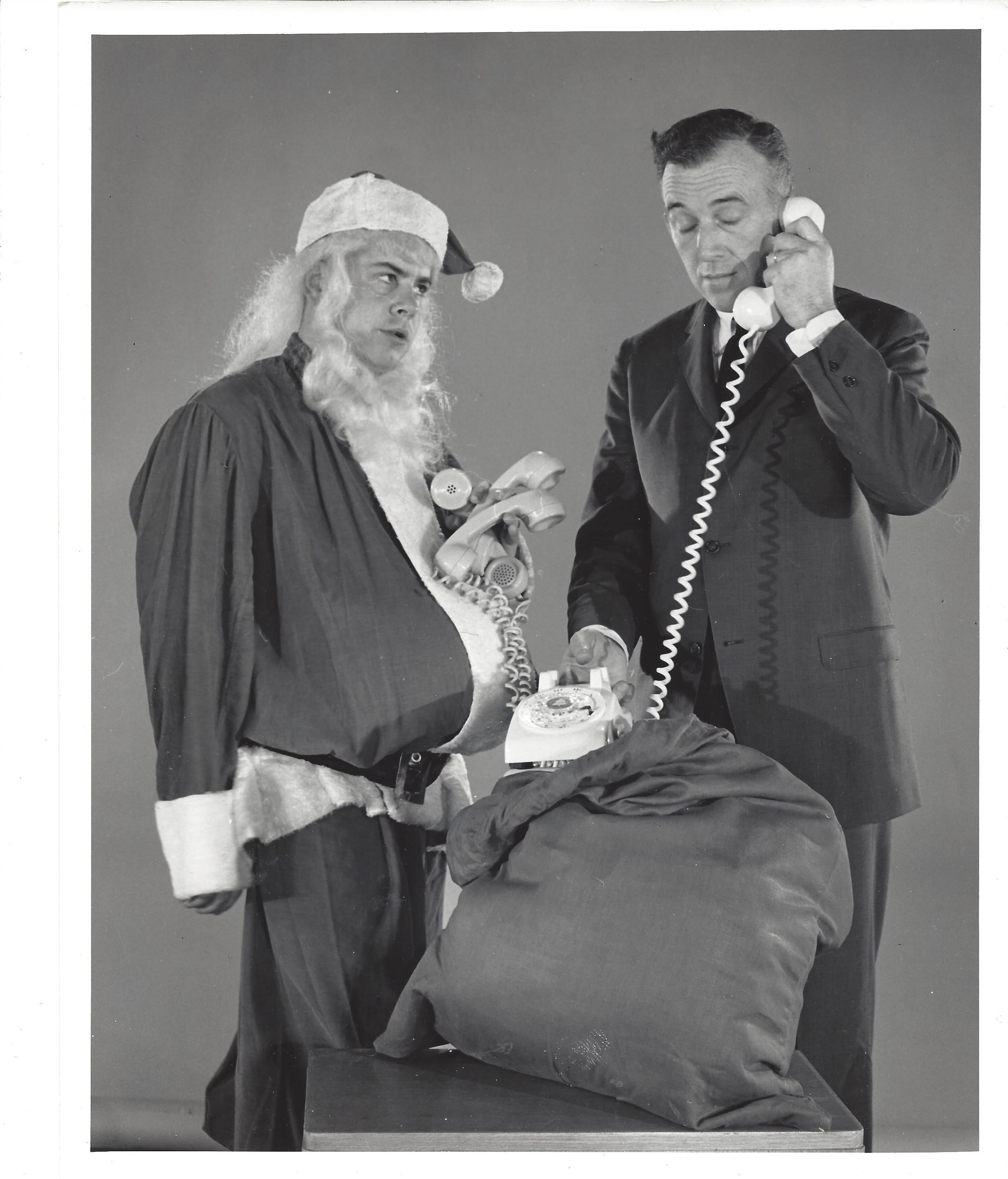 Tim Conway (as Santa) and Ernie Anderson in a 1960 TV commercial for the Ohio Bell Telephone Company.