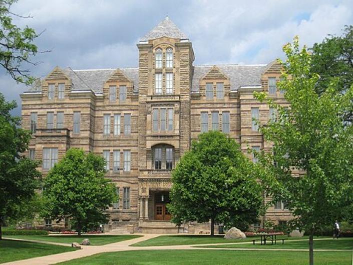 The outside of Adelbert Hall at Case Western Reserve University