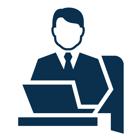 ergonomics icon man sitting at desk