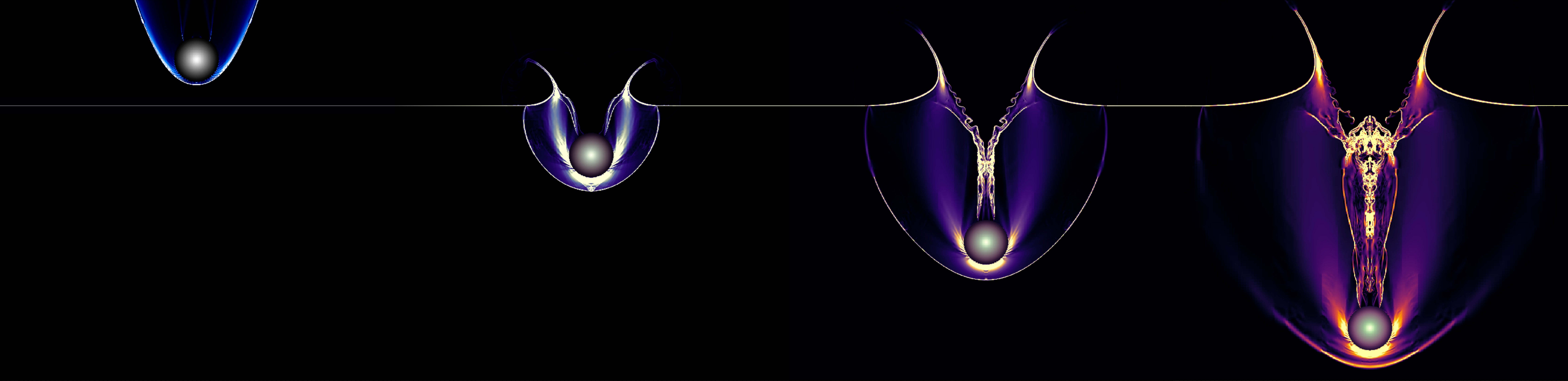 Time sequence of a hypersonic water entry