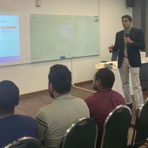 Satish Viswanath sharing a presentation