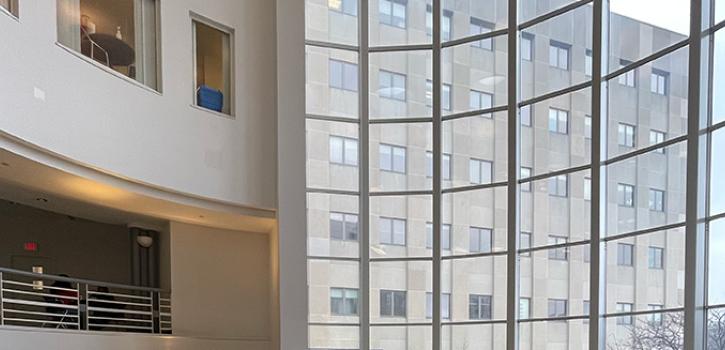 atrium with glass windows