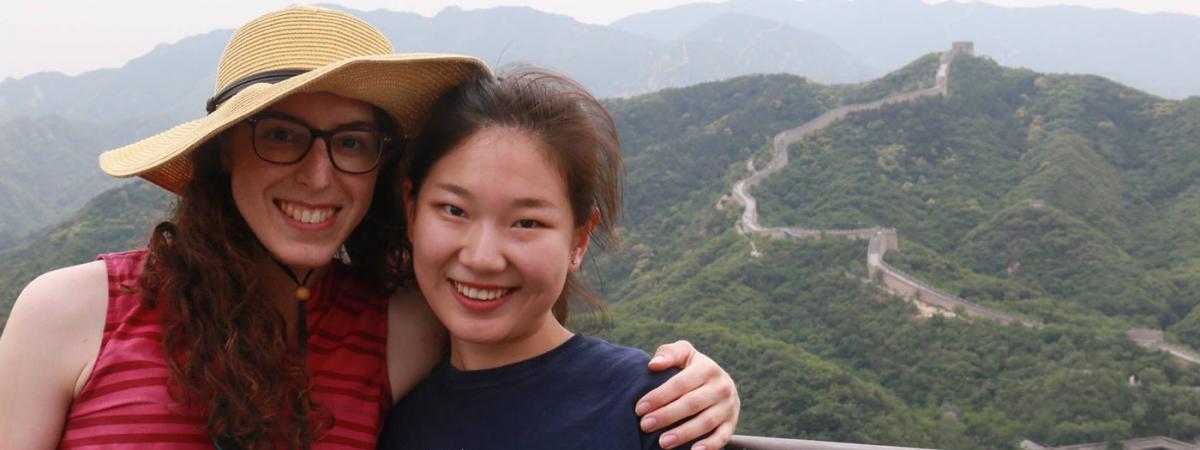 Two Case Western Reserve University students pose for photo on study abroad trip in China
