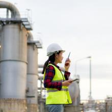 Civil and Environmental Engineering student working in the field