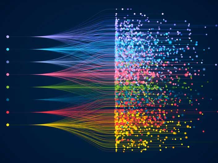 data science visualization with colors and lines