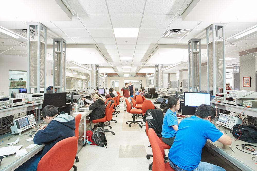 Students working on computers in the Sears Lab