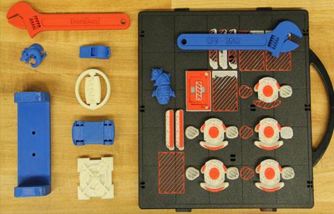 Variety of 3D printed items including wrenches and other small parts