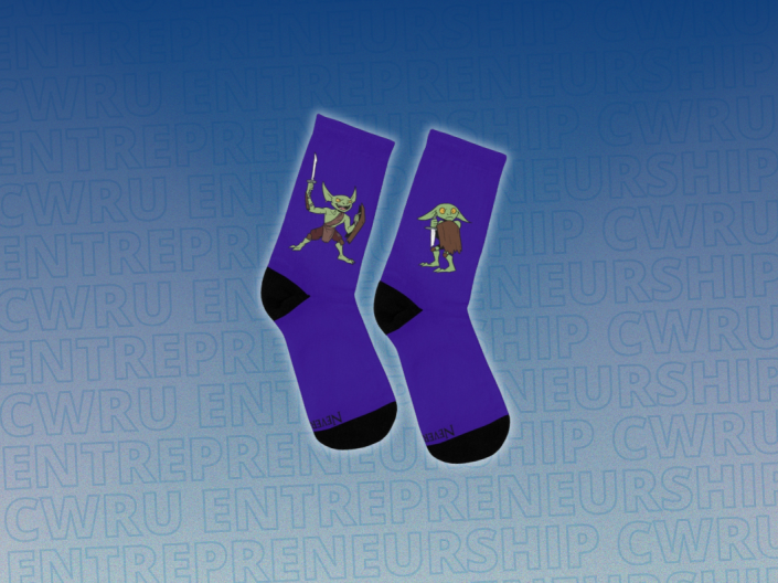 A pair of socks on a blue background