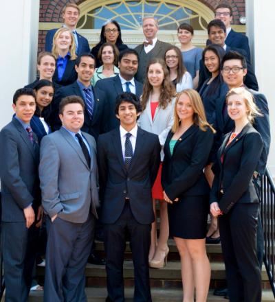 Members of the Case Western Reserve University Student Turning Point Society standing on steps