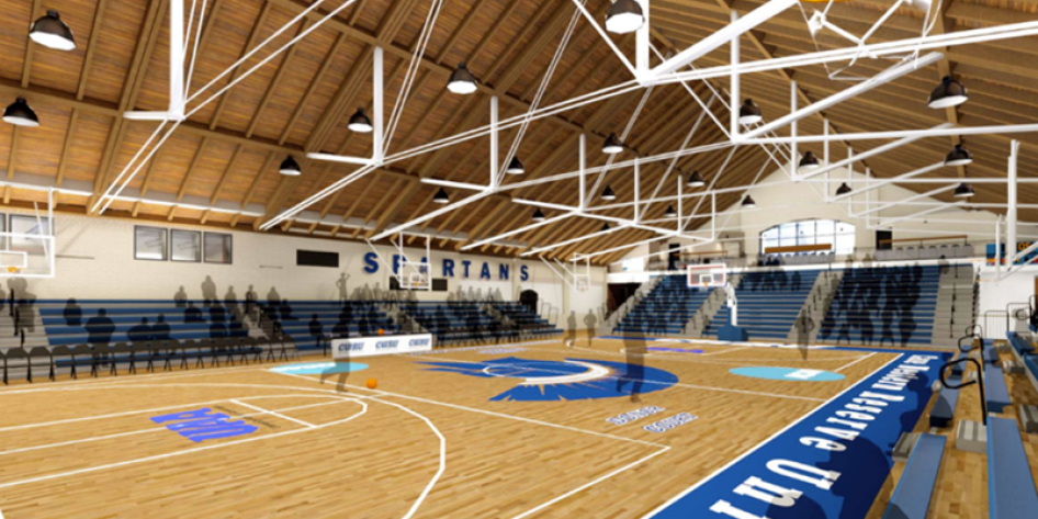 Rendering of the interior of the Adelbert Gym renovation project