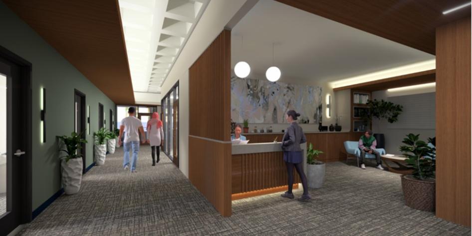 Rendering of the interior of the completed Moll Institute 