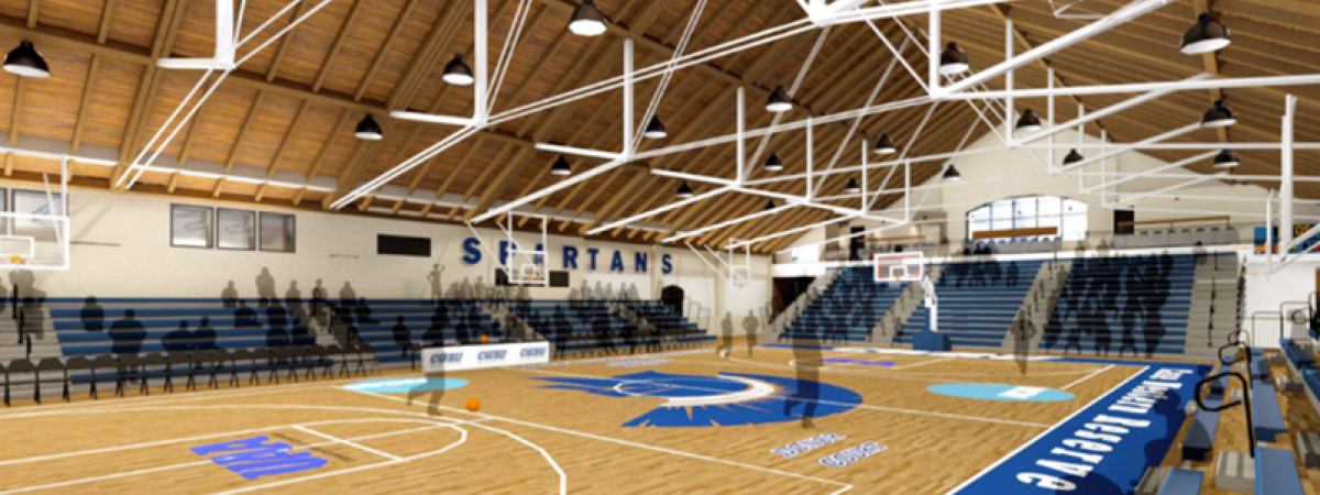 Rendering of the interior of the Adelbert Gym renovation project