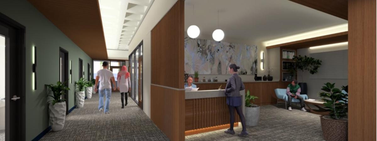 Rendering of the interior of the completed Moll Institute 