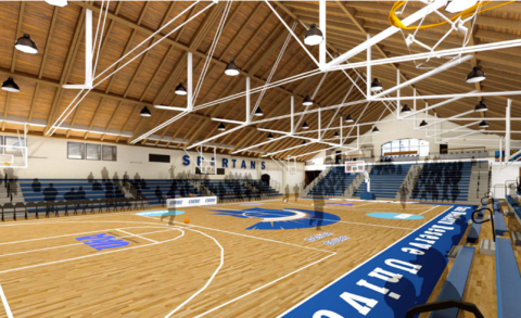 Rendering of the interior of the Adelbert Gym renovation project