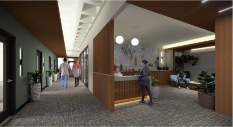Rendering of the interior of the completed Moll Institute 