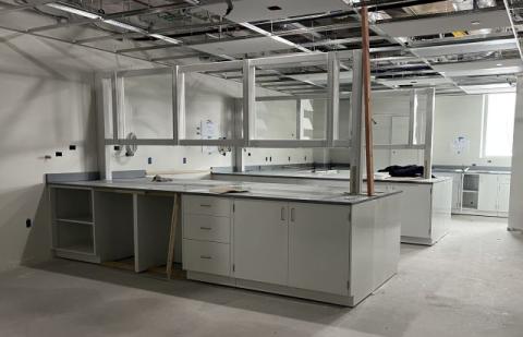 Picture of a lab space under construction in the Robbins Building