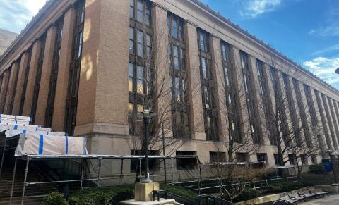 Northeast corner of the Wood Building as of February 2026