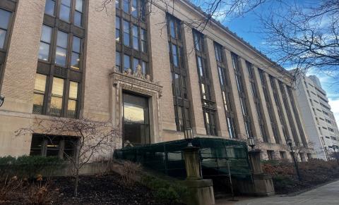 Wood Building front entrance as of February 2026