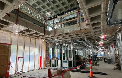 Construction of the 1st floor atrium in the Nursing Research Building