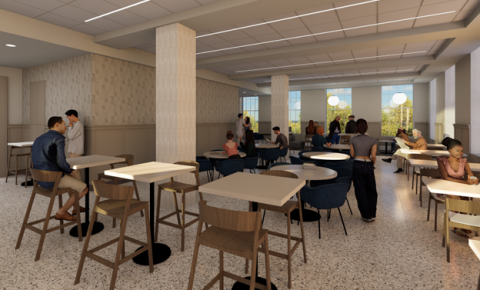 Rendering of Tomlinson coffee bar seating area