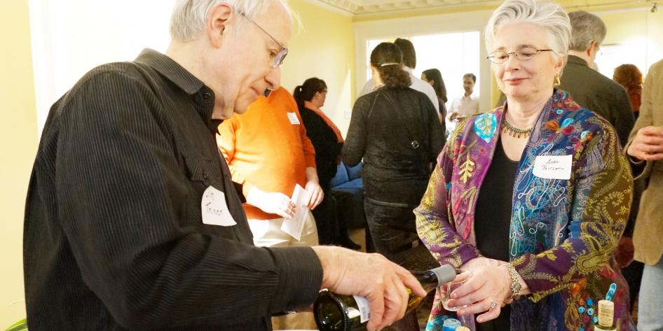 people at fac dev wine tasting