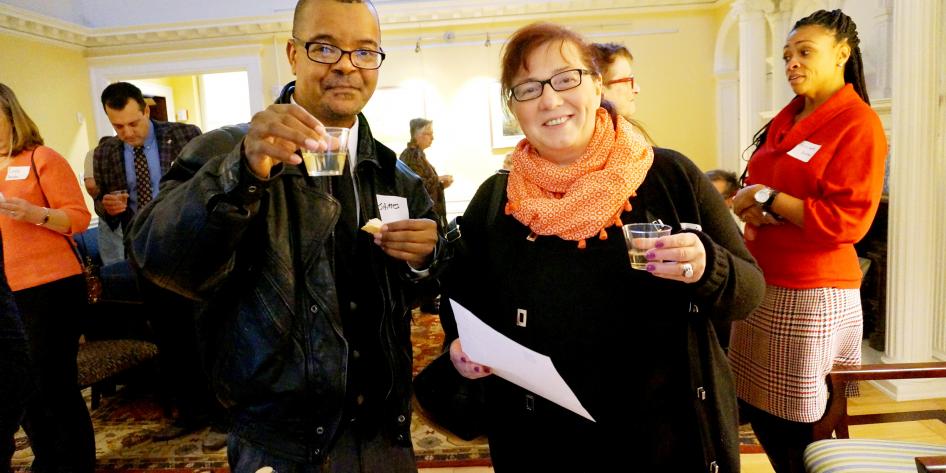 people at fac dev wine tasting