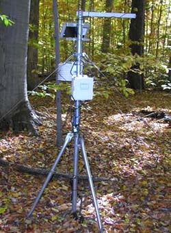 Primary Forest Weather Station instrumentation in the field for CWRU Farm