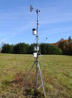 Open Field Weather Station instrumentation in the field at CWRU Farm