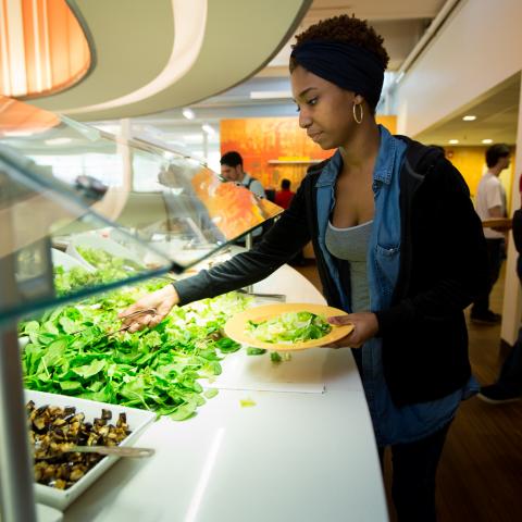 Student in dining hall