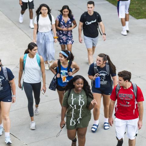 students walking