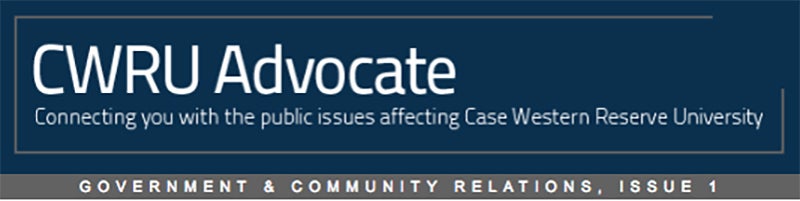 Heading for CWRU Advocate Connecting you with the public issues affecting Case Western Reserve University Government & Community Relations, Issue 1