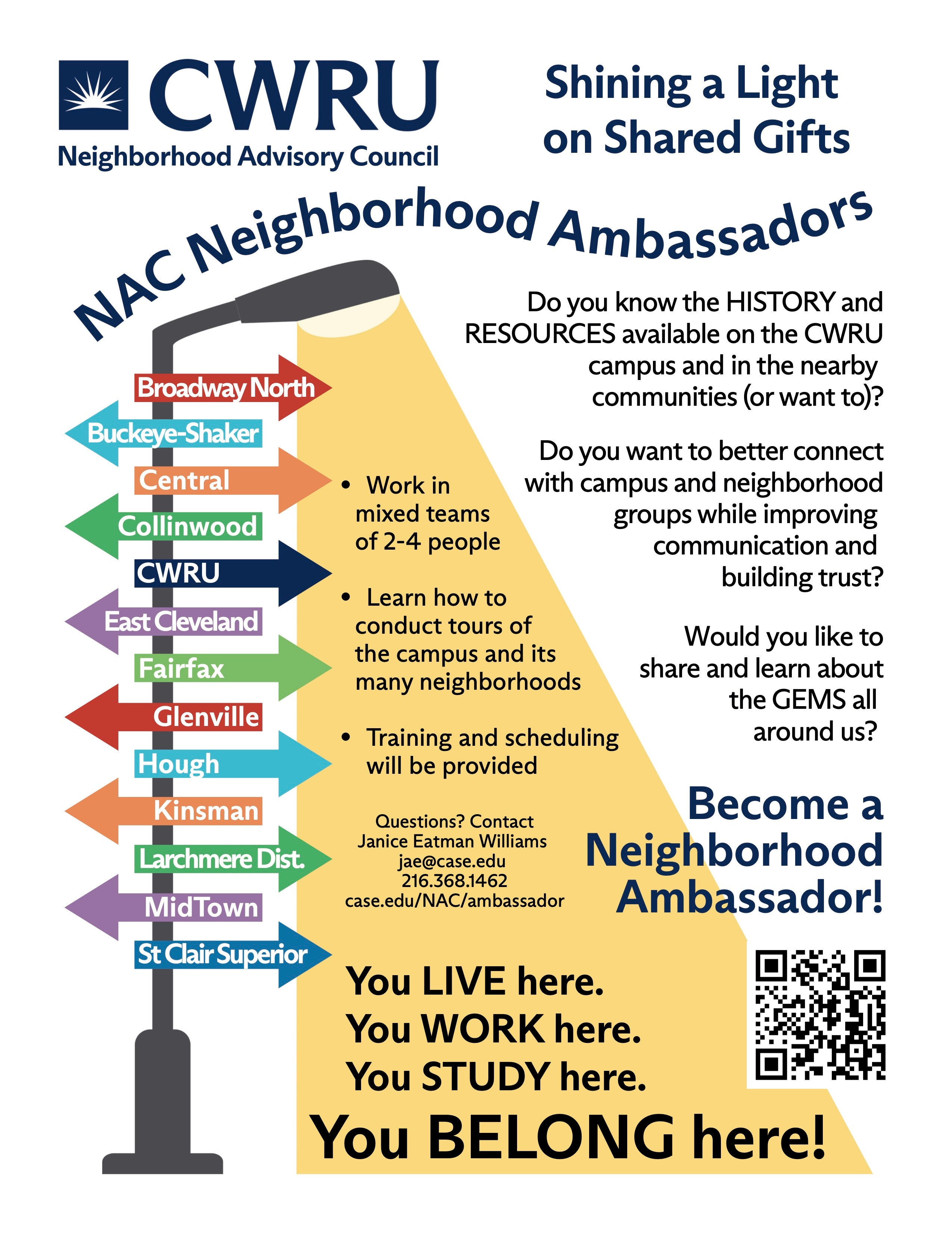 A flyer promoting the NAC Neighborhood Ambassadors Program