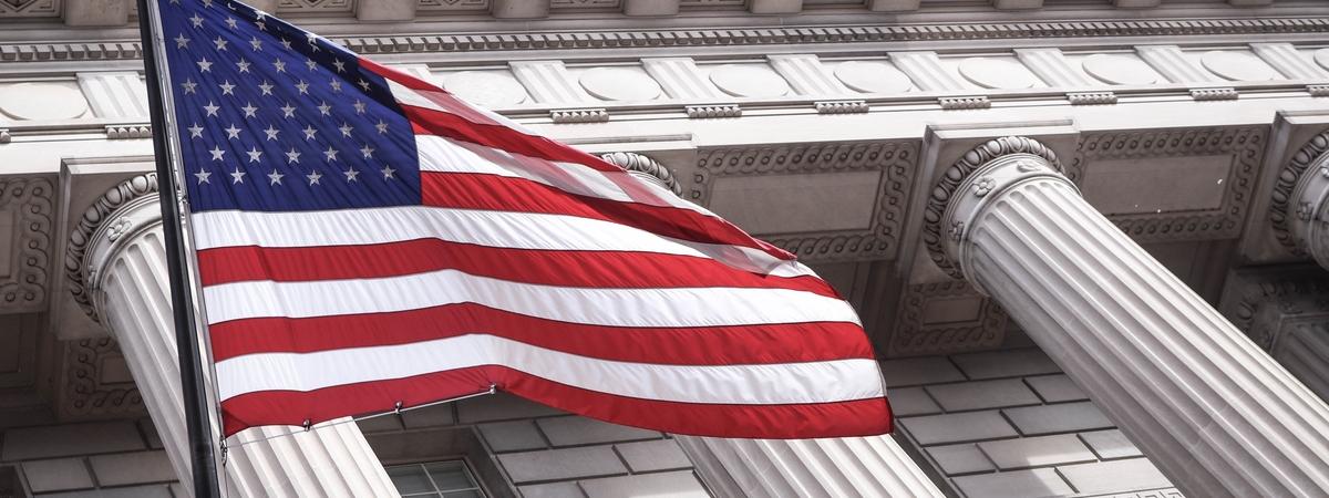 US flag flying on a government building
