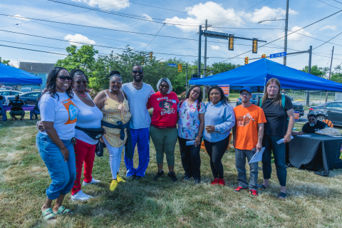 Woodhill Build the Block Party neighbors pose for a picture