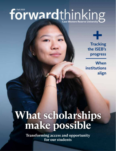 Forward Thinking magazine cover, reads "Tracking the ISEB's progress, When institutions align, What scholarships make possible: Transforming access and opportunity for our students"