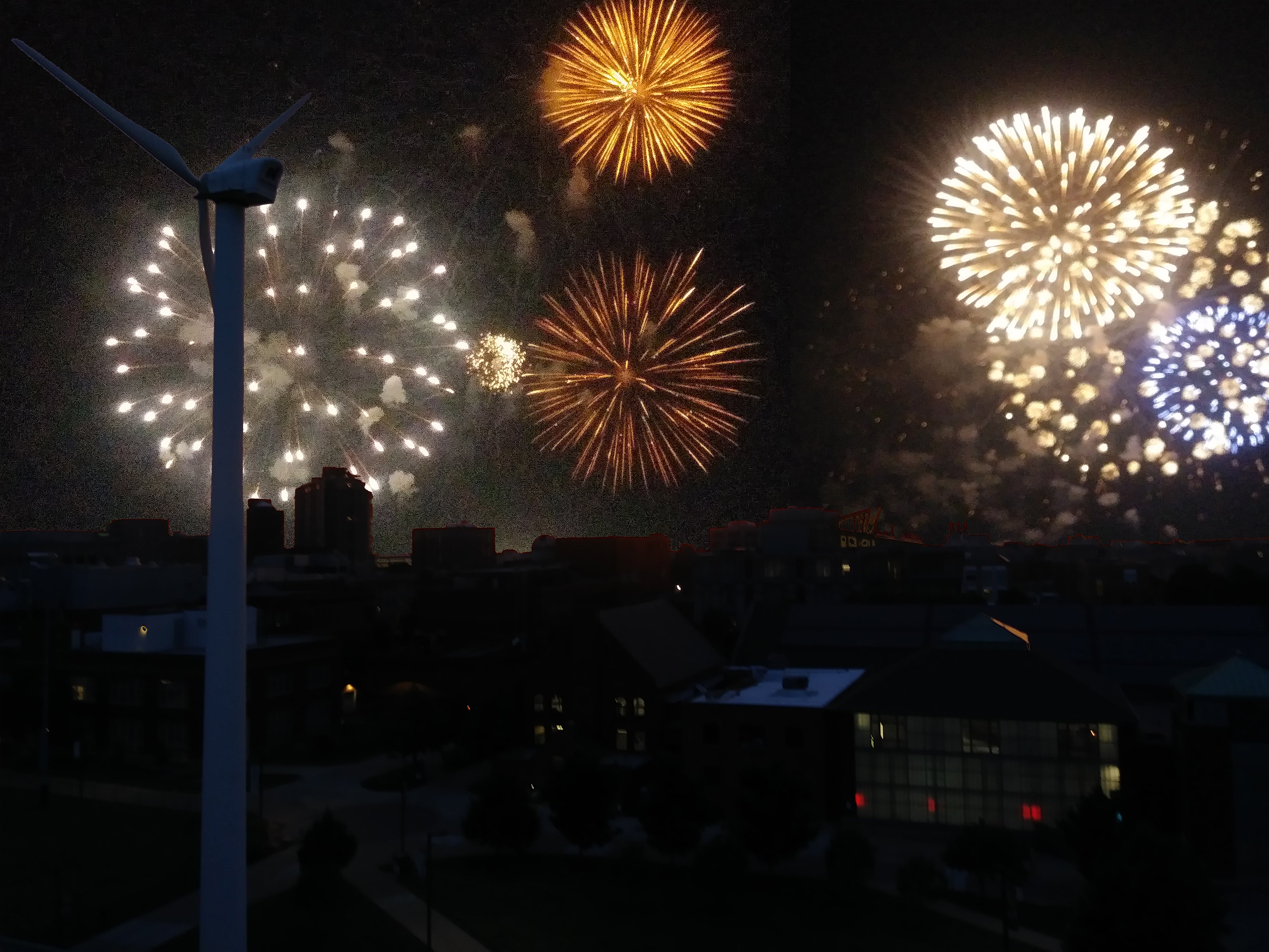 Photoshop of Fireworks Over the Main Quad July 2019