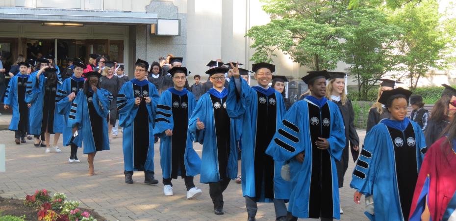 PhD Graduates Leave Tomlinson Hall on Commencement Day 2019