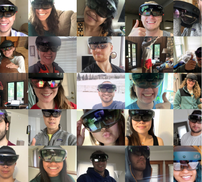 collage of students wearing hololens