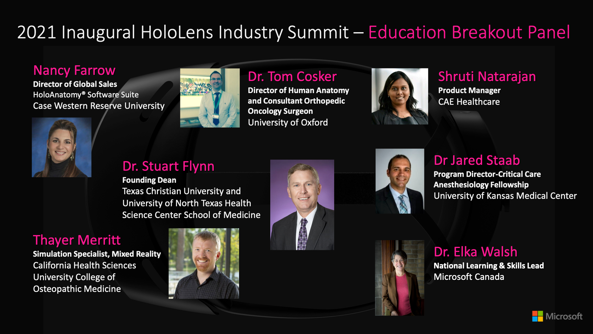 HoloLens Summit Breakout Slide Education Panel Speakers
