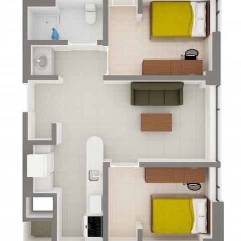 Stephanie Tubbs Jones Hall 2-Person Apartment Layout