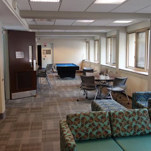 Tippit House Common Room showing furniture and game tables