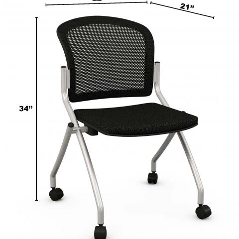 Metal desk chair with dimensions 34" X 22" X 21"