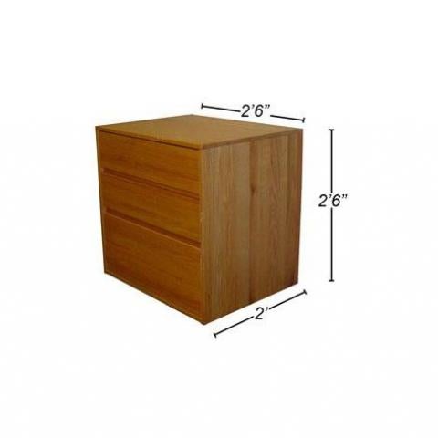 Wood dresser with dimensions 2'-6" X 2'-6" X 2'