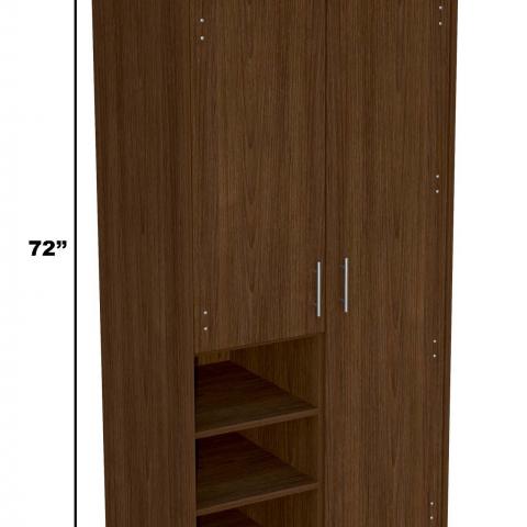 Dark wood wardrobe with dimensions 72" tall, 36" long and 24" wide