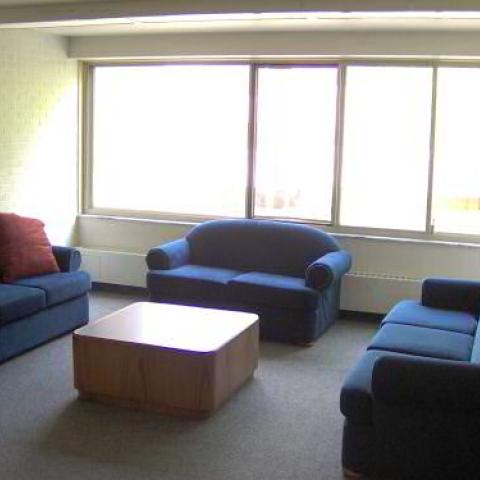 Pierce House Upper Floor Lounges with three couches and coffee table