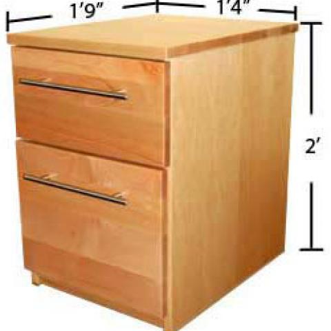 Village and STJ file cabinet with dimensions 2' tall, 1'-9" long and 1'-4" wide