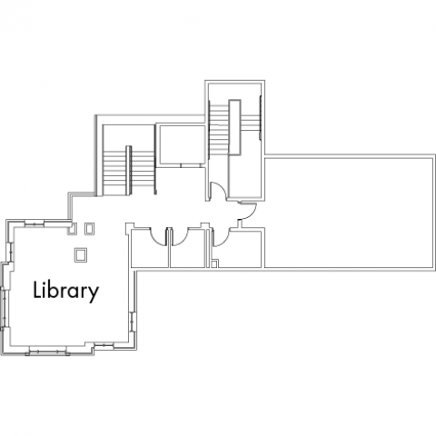 Village House 3A Floor 5 plan, with library and two stairwell.